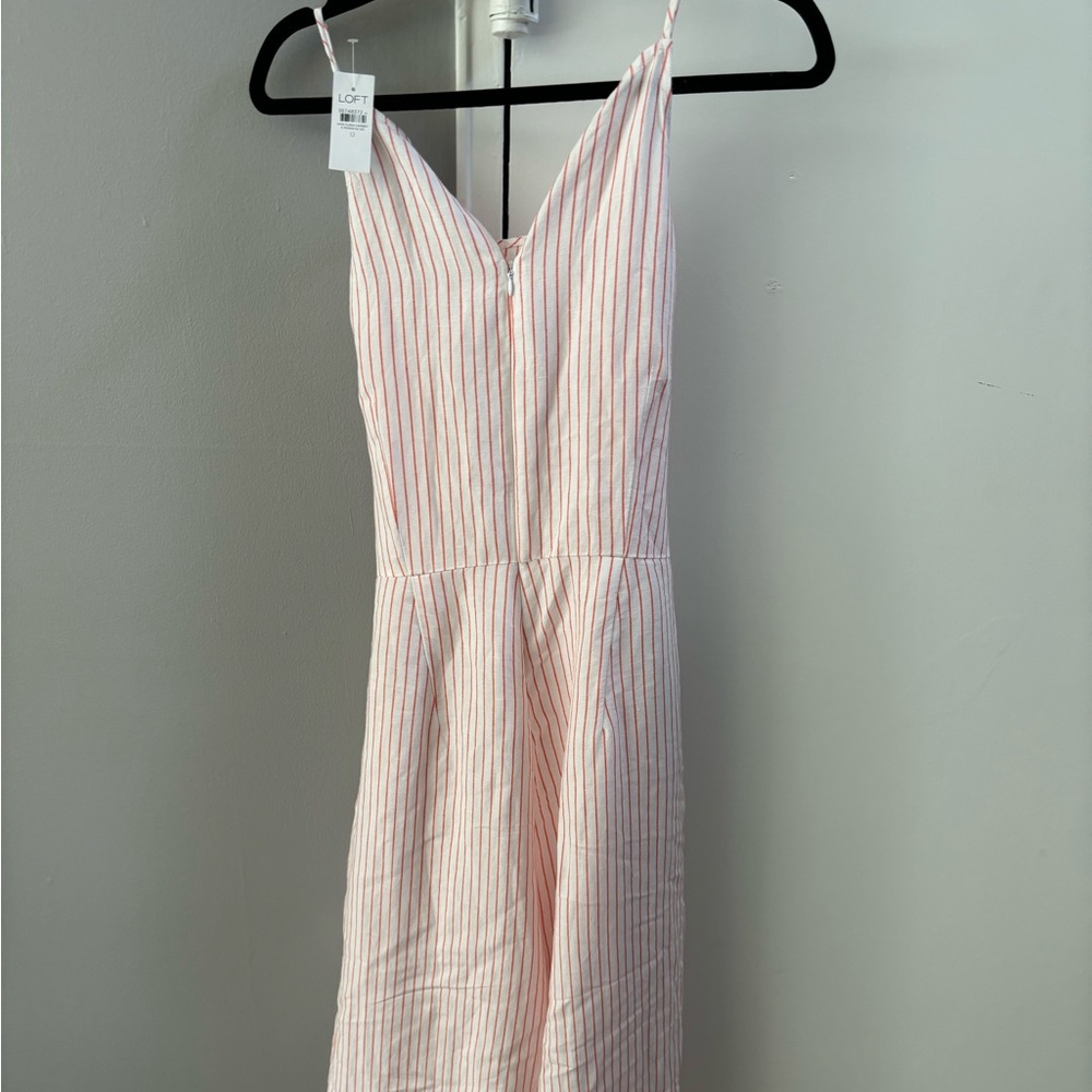 Loft - Striped Linen Blend Tie Front Jumpsuit, never worn, brand new with tags